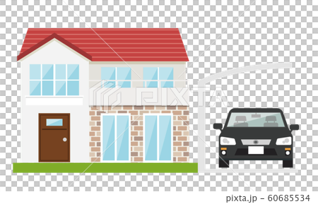 家 車 カーポートのイラスト素材