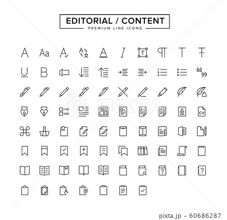 Editorial Content Line Icon Set 60686287