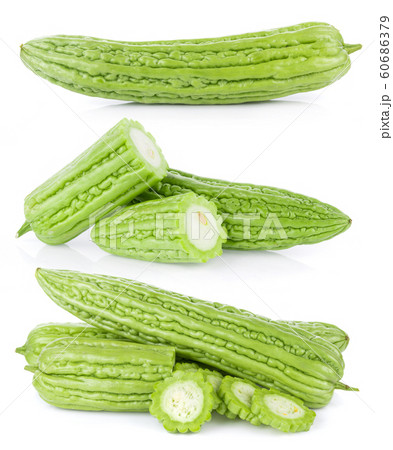 Momordica charantia on white background. Gourd 60686379