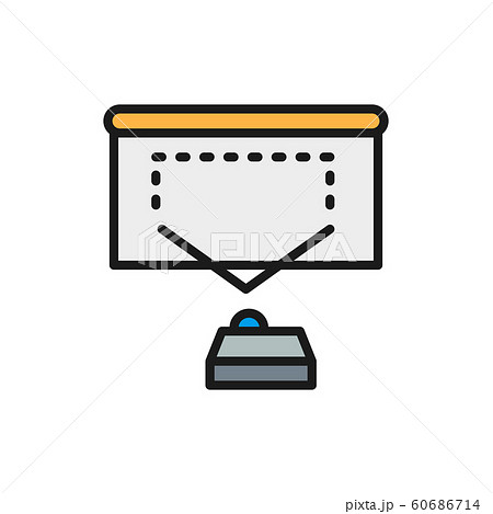 Video projector, presentation flat color line icon. Isolated on white background 60686714