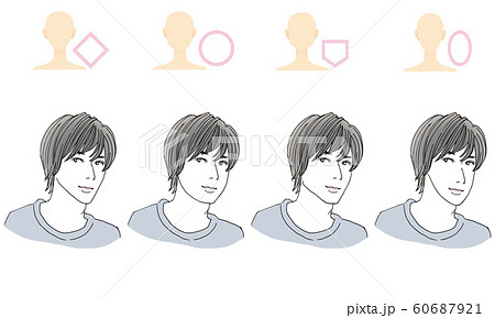顔型別ヘアスタイルイラスト 顔型別ヘアスタイルイラスト 60687921