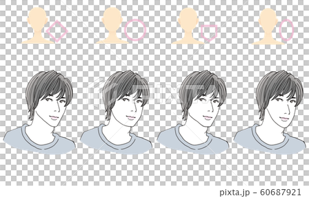 顔型別ヘアスタイルイラスト 顔型別ヘアスタイルイラスト 60687921