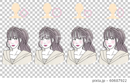 顔型別ヘアスタイルイラスト 顔型別ヘアスタイルイラスト 60687922