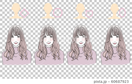 Hair style illustrations by face type 60687923