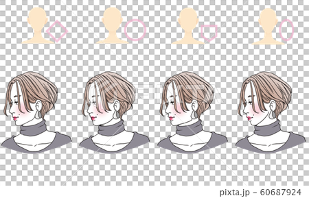 顔型別ヘアスタイルイラスト 顔型別ヘアスタイルイラスト 60687924