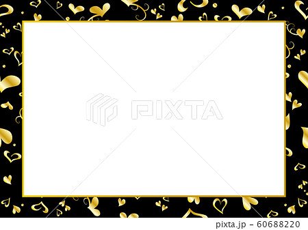ゴールドハート フレーム ブラック背景のイラスト素材 6060