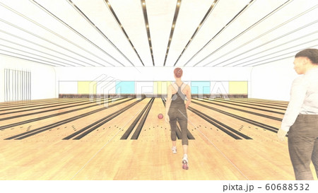 ボウリング場　人あり イラスト2-5 60688532