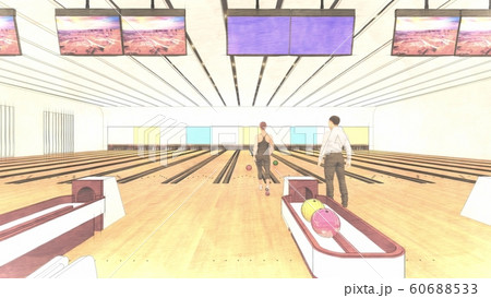 ボウリング場　人あり イラスト2-4 60688533