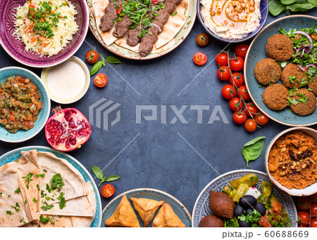 Arabic dishes background Arabic dishes background 60688669