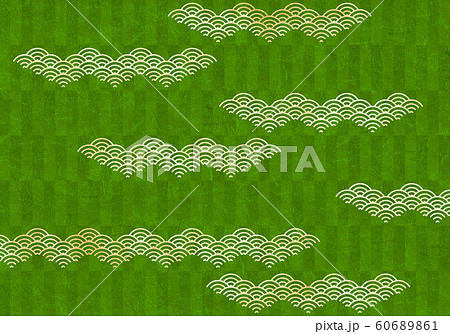 背景 青海波 市松模様 波 海 市松 伝統 和風 和柄 図案 壁紙 テクスチャー 緑 屏風のイラスト素材