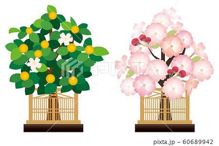 右近の橘 左近の桜のイラスト素材