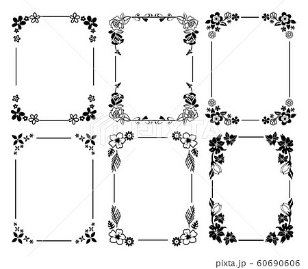 飾り枠 フレーム 花のイラスト素材