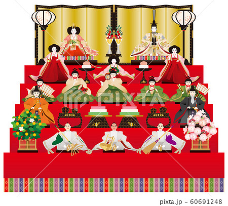 ひな人形 五段飾 京風 のイラスト素材