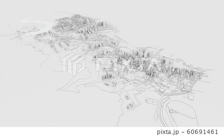 3D white city model. Outline 3D illustration 60691461