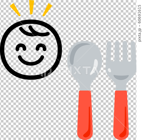 Smile mark and children's spoon and fork 60691615