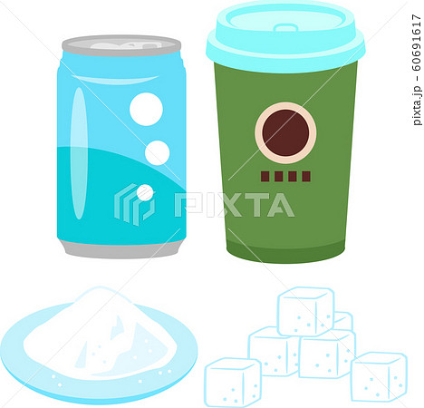 缶飲料 コーヒー飲料と砂糖のイラスト素材