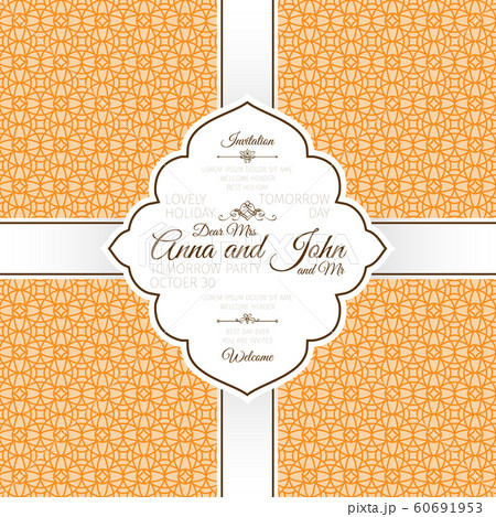 Orange vintage linear arabic pattern card Orange vintage linear arabic pattern card 60691953