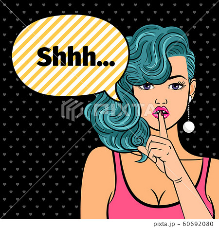 Pop art girl with quiet sign Pop art girl with quiet sign 60692080