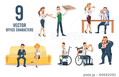 Female, Male Office Workers Vector Characters Set 60692092