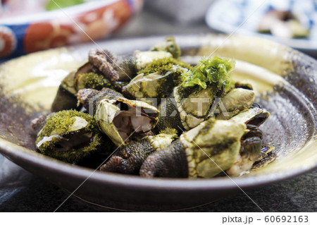 鹿児島の珍しい食べ物 カメノテの写真素材