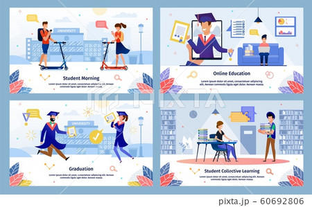 Student Education Life Scenes Flat Vector Banners Student Education Life Scenes Flat Vector Banners 60692806