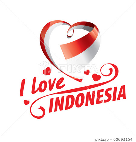 The national flag of the Indonesia and the inscription I love Indonesia. Vector illustration 60693154