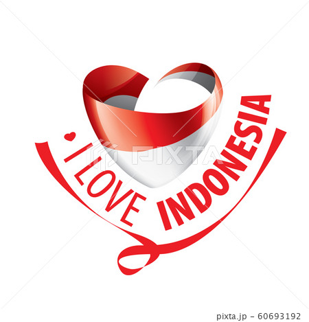 The national flag of the Indonesia and the inscription I love Indonesia. Vector illustration 60693192
