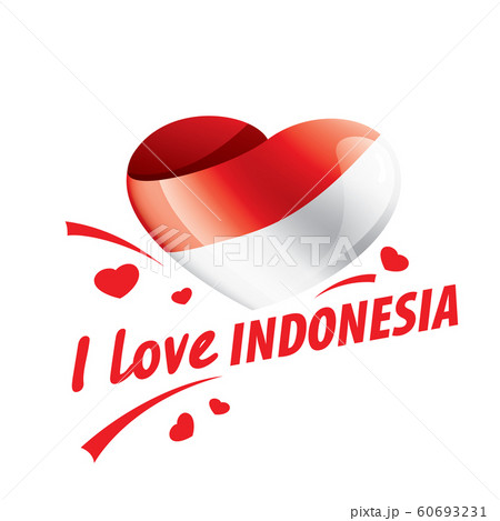 The national flag of the Indonesia and the inscription I love Indonesia. Vector illustration 60693231
