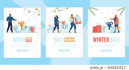 Winter Christmas Sale Flat Mobile Landing Page Set 60693823