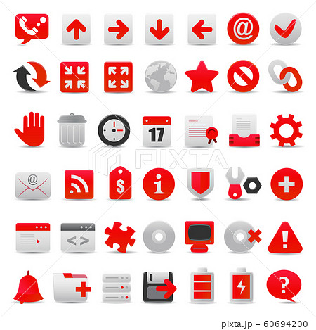 modern red web icon set modern red web icon set 60694200
