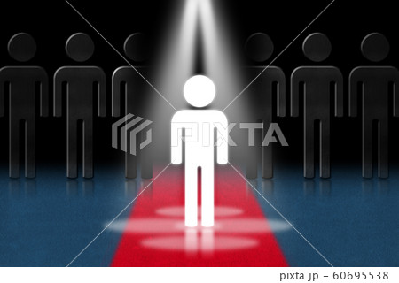 Concept of standing out from the crowd - Man on the red carpet 60695538