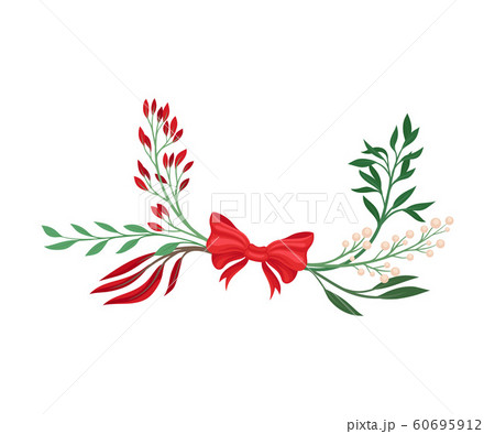 Winter Plant Elements Gathered in Vector Decorative Composition Winter Plant Elements Gathered in Vector Decorative Composition 60695912