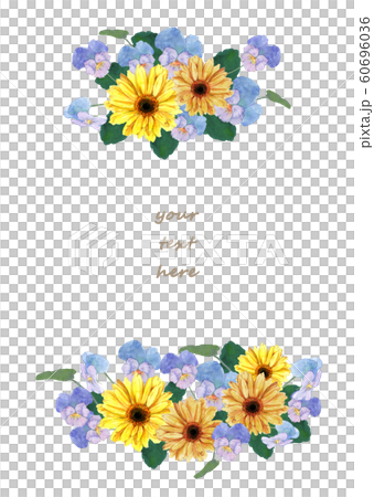 非洲菊和三色堇的水彩花束 非洲菊和三色堇的水彩花束 60696036