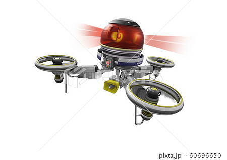 警察ドローン スピーカー装備型 透過素材バージョン のイラスト素材