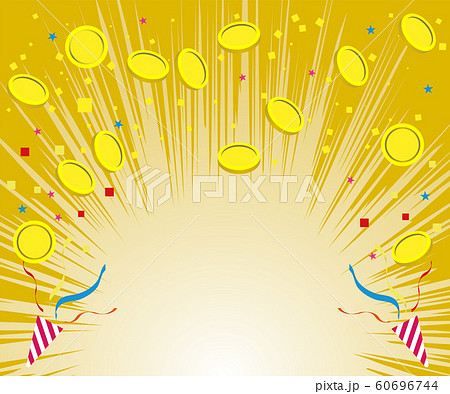 金色背景 コインが舞っているおめでたい背景素材 レクタングルサイズのイラスト素材 60696744 Pixta