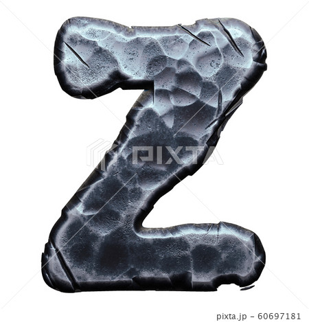 Capital letter Z made of forged metal in the center of circle isolated on white background. 3d Capital letter Z made of forged metal in the center of circle isolated on white background. 3d 60697181