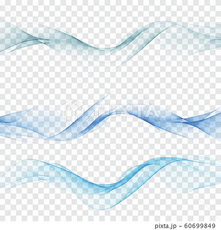 Blue abstract waves.The set of three transparent waves. Blue abstract waves.The set of three transparent waves. 60699849