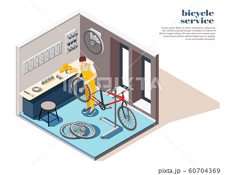 Bicycle Service Isometric Composition 60704369