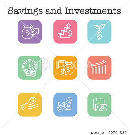 Banking, Investments and Growth Icon Set with Banking, Investments and Growth Icon Set with 60704386
