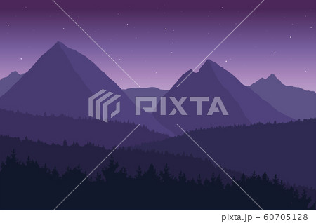 Panoramic view of landscape with dark silhouettes 60705128