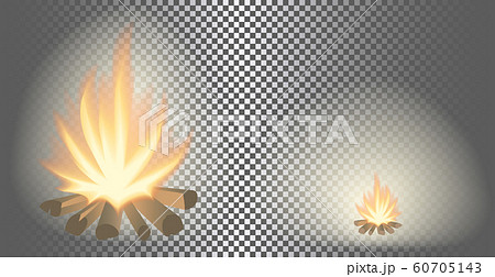 Bonfire with transparent effects on plaid background. 60705143