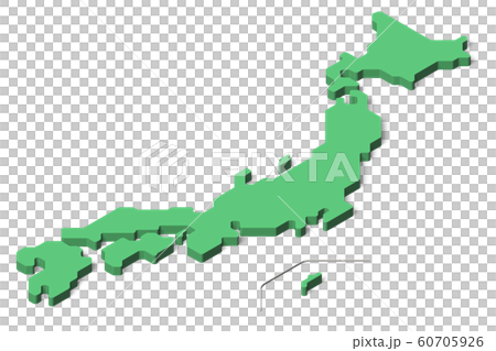 日本地図 3d アイソメトリック 透過画像 Roundedのイラスト素材