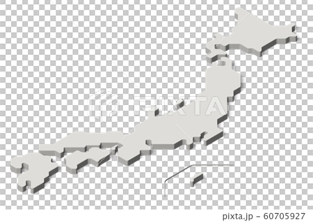 日本地図 3d アイソメトリック 透過画像 Roundedのイラスト素材