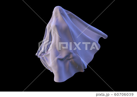 Flying White Ghost female figure covered with a blanket sheet on Black Background. Halloween 3d illustration 60706039