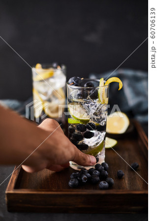 Summer fresh blueberry lemonade cocktails.. 60706139