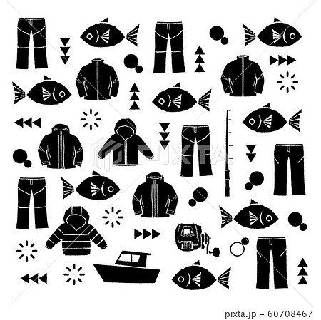 釣り関係 黒のイラスト素材