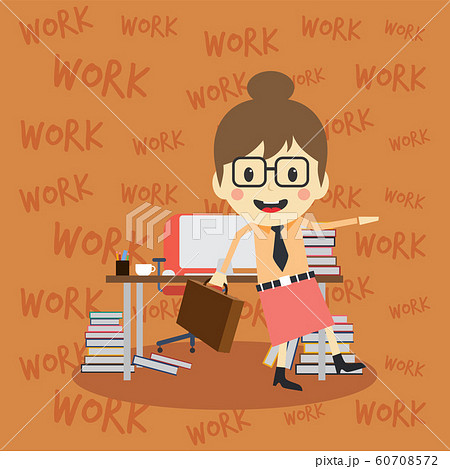 Office Worker On The Job Full Task Employeeのイラスト素材