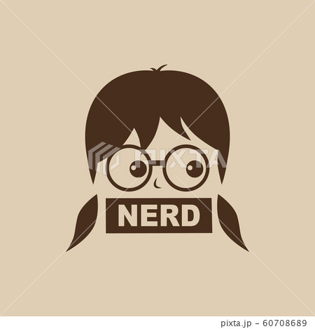 nerd geek girl cartoon character sign logo vector nerd geek girl cartoon character sign logo vector 60708689