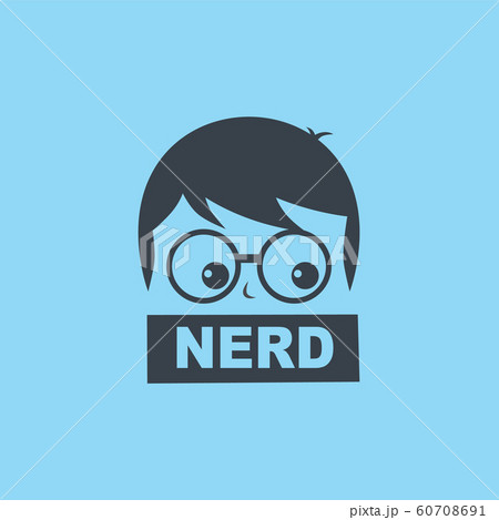 nerd geek guy cartoon character sign logo vector 60708691
