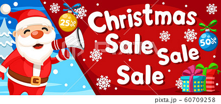Santa Claus is shouting in megaphone a Christmas 60709258